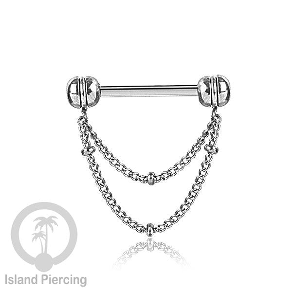 Tindik Puting Stainless dengan banyak model Rantai, warna Silver, Nipple Piercing Jewelry