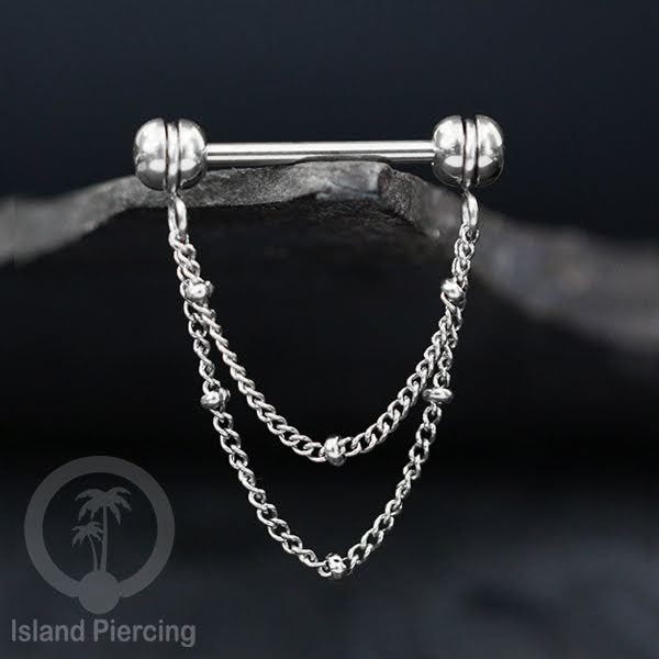 Tindik Puting Stainless dengan banyak model Rantai, warna Silver, Nipple Piercing Jewelry
