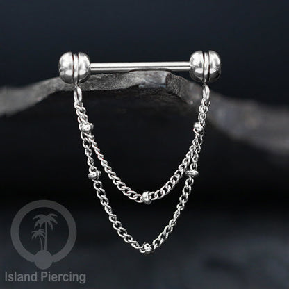 Tindik Puting Stainless dengan banyak model Rantai, warna Silver, Nipple Piercing Jewelry