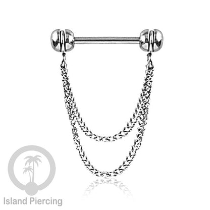 Tindik Puting Stainless dengan banyak model Rantai, warna Silver, Nipple Piercing Jewelry