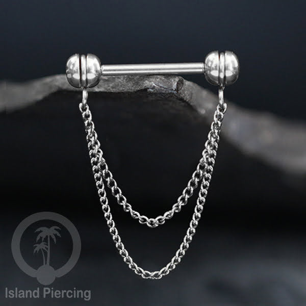 Tindik Puting Stainless dengan banyak model Rantai, warna Silver, Nipple Piercing Jewelry