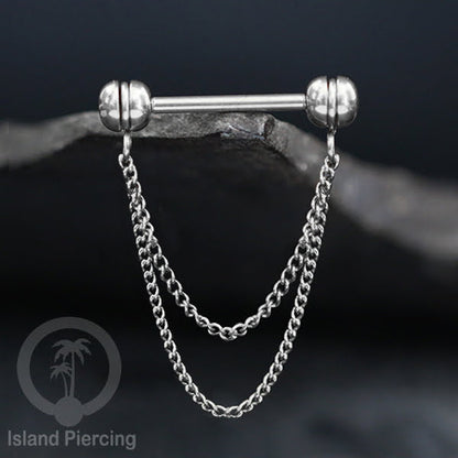 Tindik Puting Stainless dengan banyak model Rantai, warna Silver, Nipple Piercing Jewelry