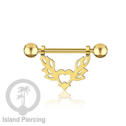 Steel Nipple Piercing, Tindik Puting Stainless warna gold model unik Island Piercing