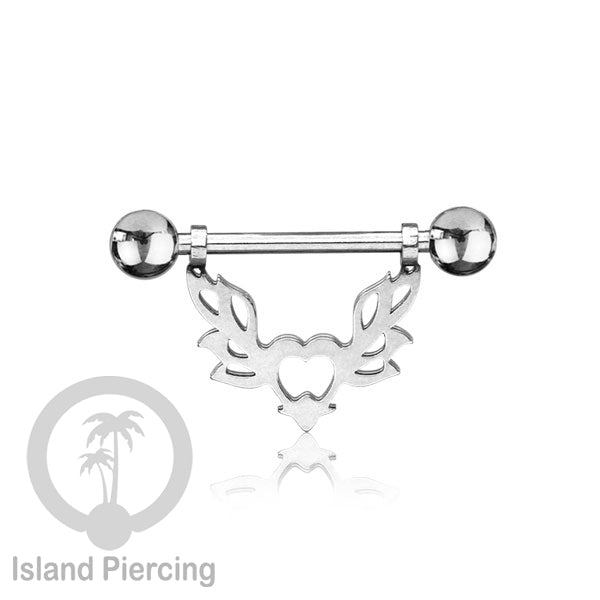 Steel Nipple Piercing, Tindik Puting Stainless warna Silver model unik Island Piercing