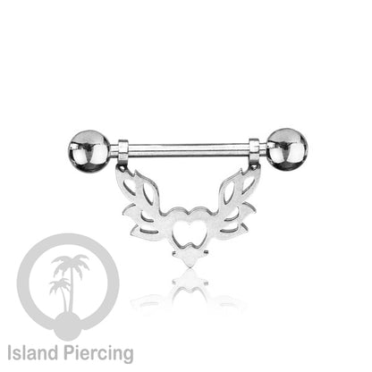 Steel Nipple Piercing, Tindik Puting Stainless warna Silver model unik Island Piercing