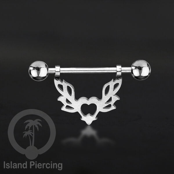 Steel Nipple Piercing, Tindik Puting Stainless warna Silver model unik Island Piercing