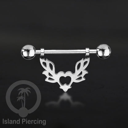 Steel Nipple Piercing, Tindik Puting Stainless warna Silver model unik Island Piercing