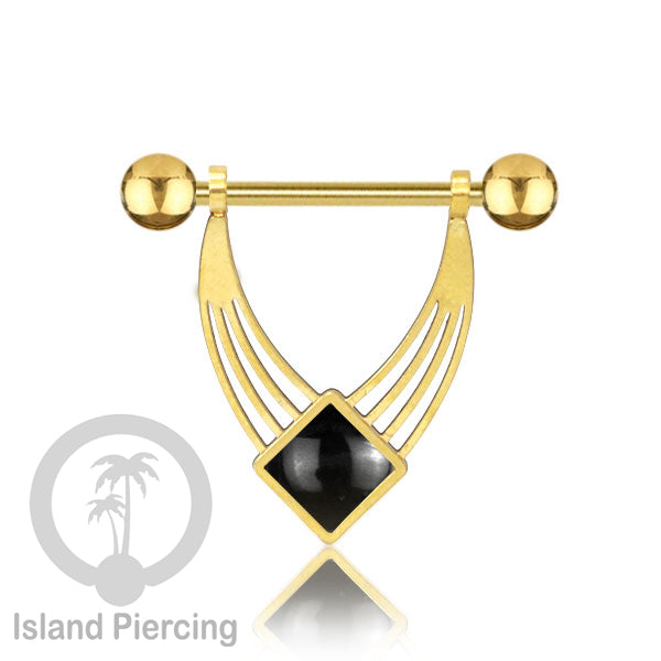 Tindik Puting Stainless warna Gold  motif unik dan epoxy banyak pilihan warna. Nipple Body Piercing Jewelry