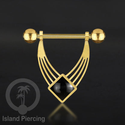 Tindik Puting Stainless warna Gold  motif unik dan epoxy banyak pilihan warna. Nipple Body Piercing Jewelry