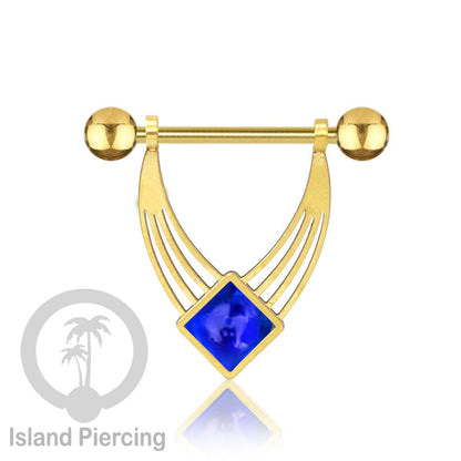 Tindik Puting Stainless warna Gold  motif unik dan epoxy banyak pilihan warna. Nipple Body Piercing Jewelry