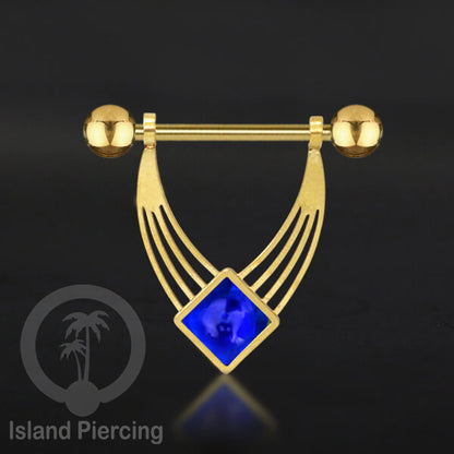 Tindik Puting Stainless warna Gold  motif unik dan epoxy banyak pilihan warna. Nipple Body Piercing Jewelry