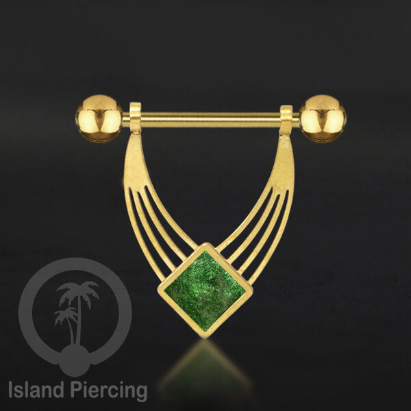 Tindik Puting Stainless warna Gold  motif unik dan epoxy banyak pilihan warna. Nipple Body Piercing Jewelry