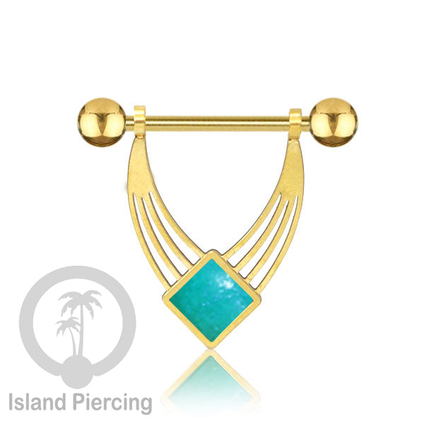 Tindik Puting Stainless warna Gold  motif unik dan epoxy banyak pilihan warna. Nipple Body Piercing Jewelry