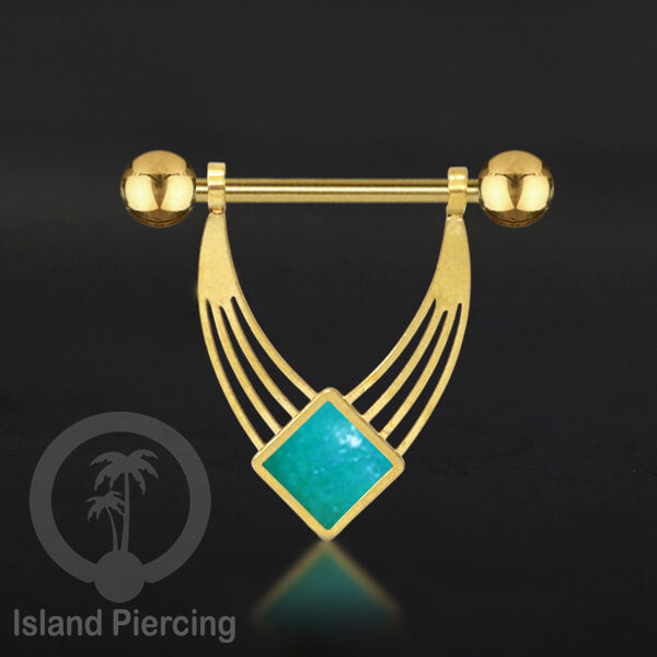 Tindik Puting Stainless warna Gold  motif unik dan epoxy banyak pilihan warna. Nipple Body Piercing Jewelry