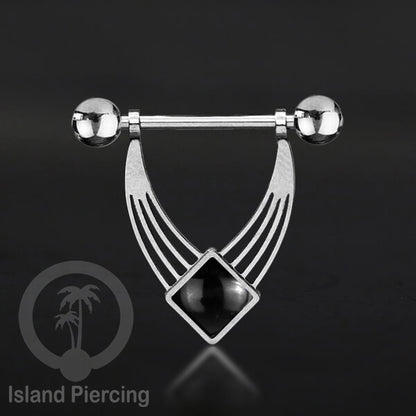 Tindik Puting Stainless warna Silver  motif unik dan epoxy banyak pilihan warna. Nipple Body Piercing Jewelry