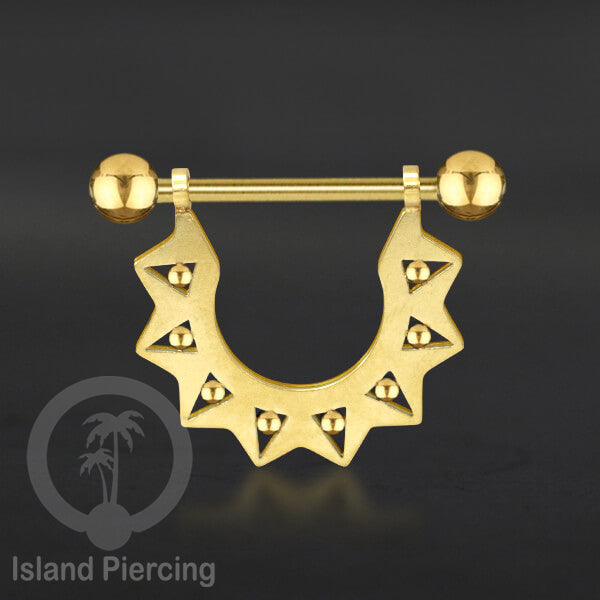 316L Steel Nipple Piercing PVD Gold Plating, Tindik Puting stainless dengan Rantai