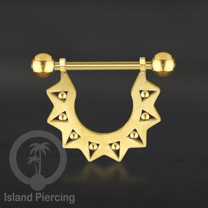 316L Steel Nipple Piercing PVD Gold Plating, Tindik Puting stainless dengan Rantai
