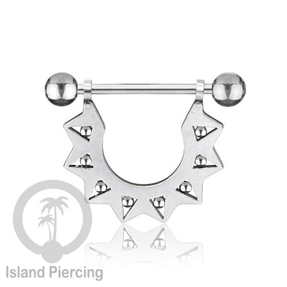 Steel Nipple Piercing, Tindik Puting stainless warna Silver dengan Rantai dan Kristal