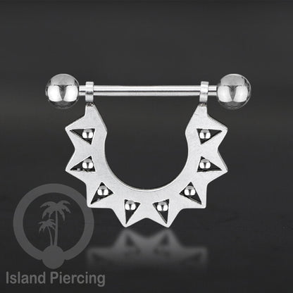 Steel Nipple Piercing, Tindik Puting stainless warna Silver dengan Rantai dan Kristal