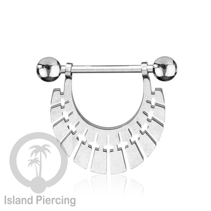 Steel Nipple Piercing, Tindik Puting Stainless warna Silver model unik Island Piercing