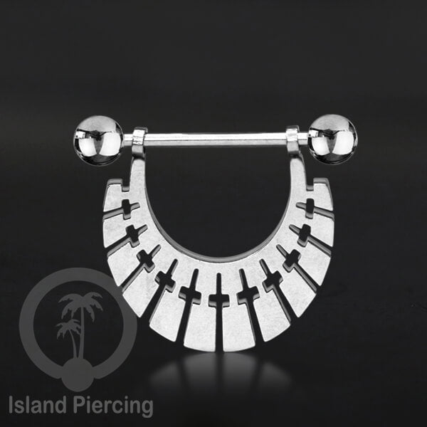 Steel Nipple Piercing, Tindik Puting Stainless warna Silver model unik Island Piercing