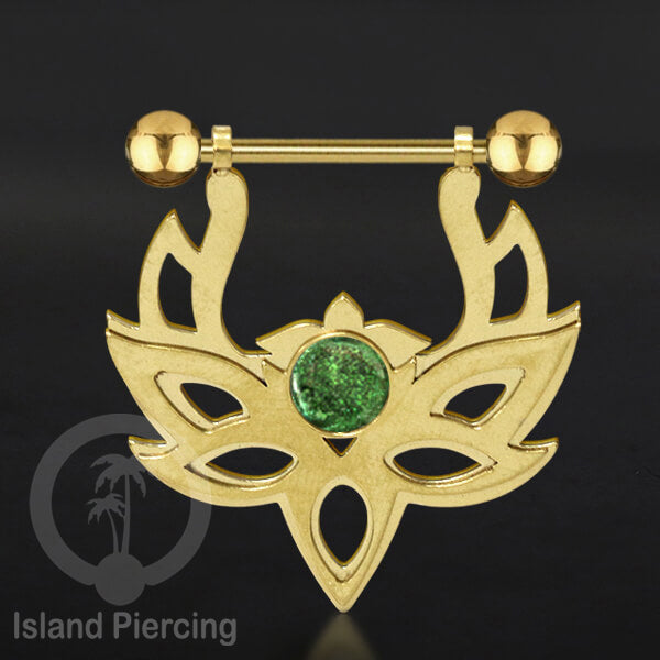 Tindik Puting Stainless warna Gold  motif Mandala dengan epoxy banyak variasi. Nipple Body Piercing Jewelry