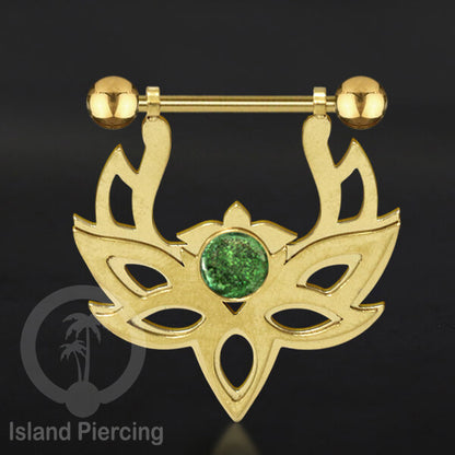 Tindik Puting Stainless warna Gold  motif Mandala dengan epoxy banyak variasi. Nipple Body Piercing Jewelry