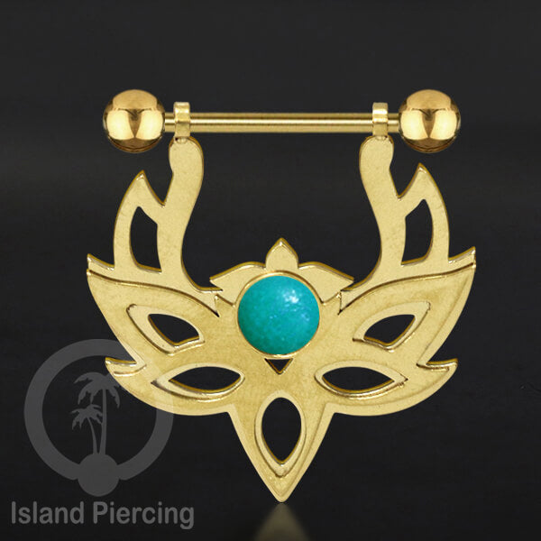 Tindik Puting Stainless warna Gold  motif Mandala dengan epoxy banyak variasi. Nipple Body Piercing Jewelry