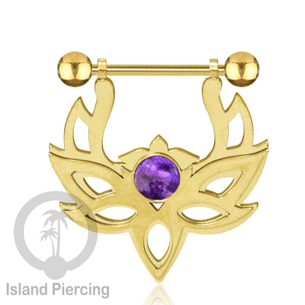 Tindik Puting Stainless warna Gold  motif Mandala dengan epoxy banyak variasi. Nipple Body Piercing Jewelry