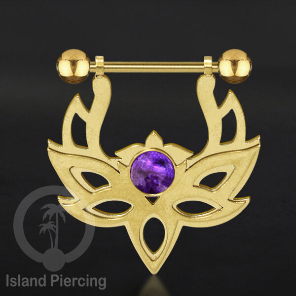 Tindik Puting Stainless warna Gold  motif Mandala dengan epoxy banyak variasi. Nipple Body Piercing Jewelry