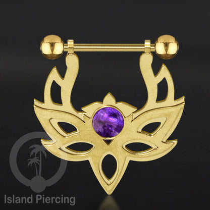 Tindik Puting Stainless warna Gold  motif Mandala dengan epoxy banyak variasi. Nipple Body Piercing Jewelry