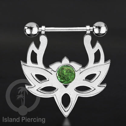 Tindik Puting Stainless warna Silver  motif Mandala dengan epoxy banyak variasi. Nipple Body Piercing Jewelry