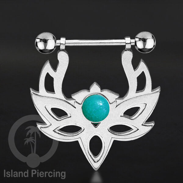 Tindik Puting Stainless warna Silver  motif Mandala dengan epoxy banyak variasi. Nipple Body Piercing Jewelry