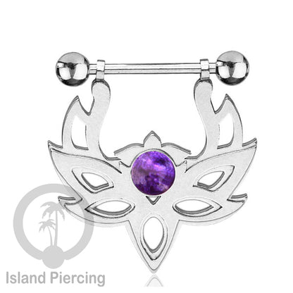 Tindik Puting Stainless warna Silver  motif Mandala dengan epoxy banyak variasi. Nipple Body Piercing Jewelry