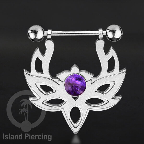 Tindik Puting Stainless warna Silver  motif Mandala dengan epoxy banyak variasi. Nipple Body Piercing Jewelry