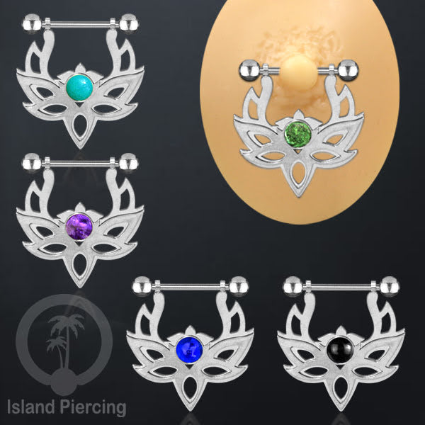 Tindik Puting Stainless warna Silver  motif Mandala dengan epoxy banyak variasi. Nipple Body Piercing Jewelry