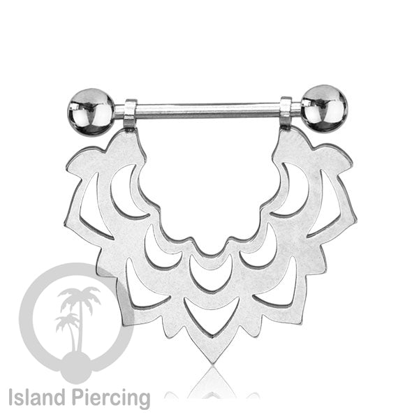 Steel Nipple Piercing, Tindik Puting Stainless warna Silver model unik Island Piercing