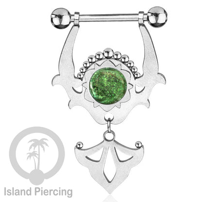 Tindik Puting Stainless warna Silver dengan Liontin dan epoxy. Nipple Steel Piercing Jewelry