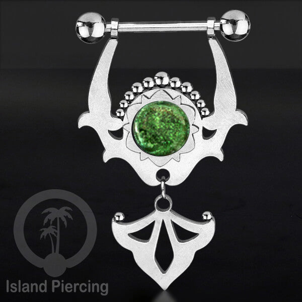 Tindik Puting Stainless warna Silver dengan Liontin dan epoxy. Nipple Steel Piercing Jewelry