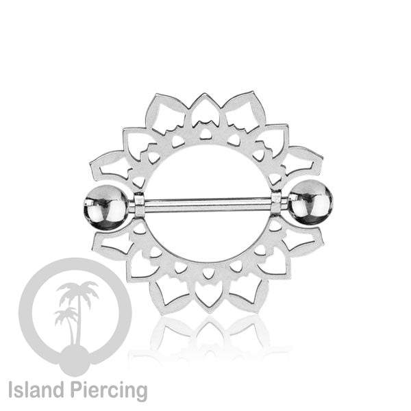 Steel Nipple Shields Piercing, Tindik Puting Stainless bulat, warna Silver.