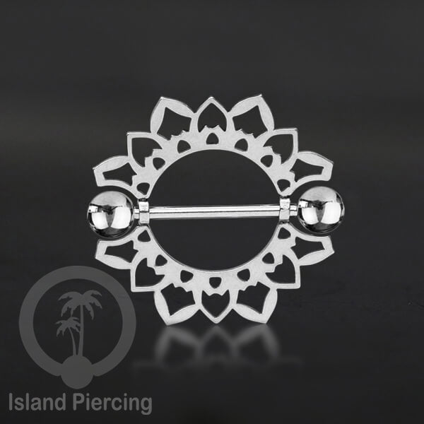 Steel Nipple Shields Piercing, Tindik Puting Stainless bulat, warna Silver.