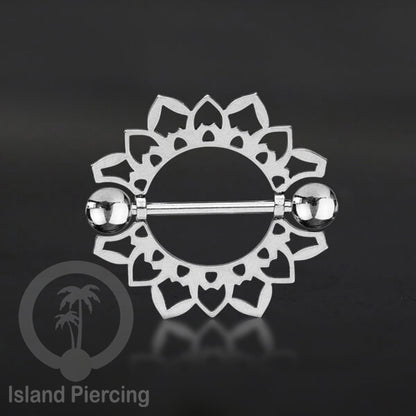 Steel Nipple Shields Piercing, Tindik Puting Stainless bulat, warna Silver.