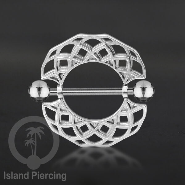 Steel Nipple Shields Piercing, Tindik Puting Stainless bulat, warna Silver.
