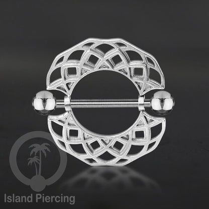 Steel Nipple Shields Piercing, Tindik Puting Stainless bulat, warna Silver.