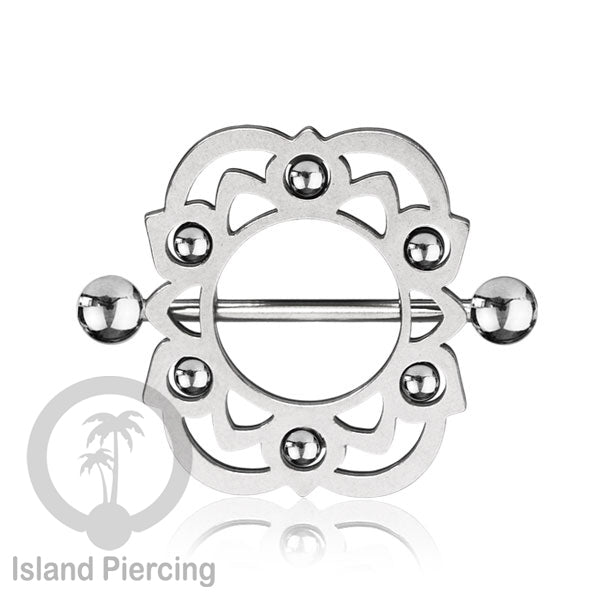Steel Nipple Shields Piercing, Tindik Puting Stainless bulat, warna Silver.