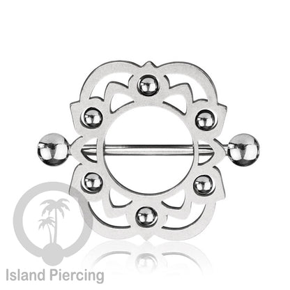 Steel Nipple Shields Piercing, Tindik Puting Stainless bulat, warna Silver.