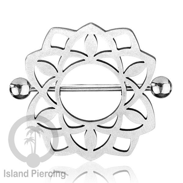Steel Nipple Shields Piercing, Tindik Puting Stainless bulat, warna Silver.