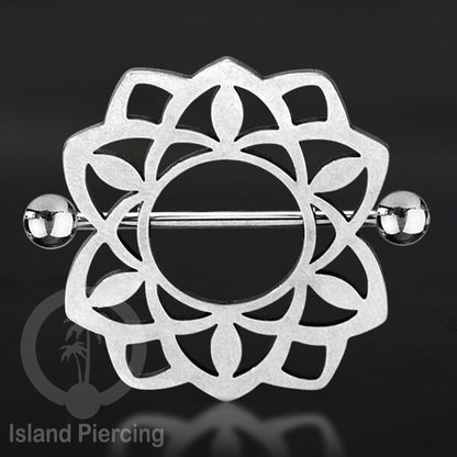 Steel Nipple Shields Piercing, Tindik Puting Stainless bulat, warna Silver.