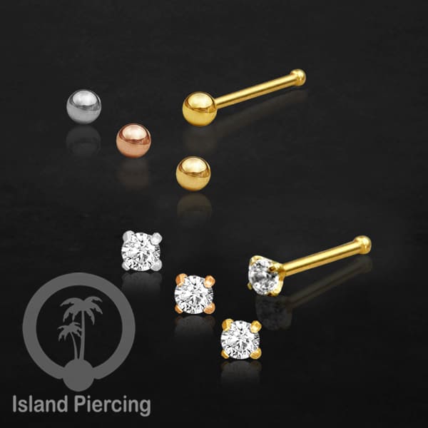Nose pin piercing jewelry perhIasan hidung warna silver, gold dan rose gold