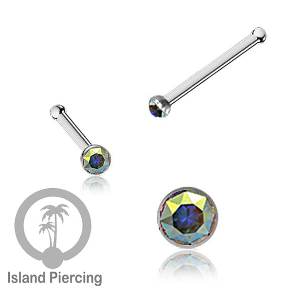 Nose Pin Piercing Jewelry Perhiasan Hidung warna silver dengan Kristal